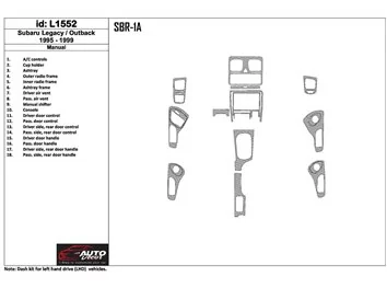Subaru Legacy Outback 1995-1999 Manual Gearbox, 18 Parts set Interior BD Dash Trim Kit - 1