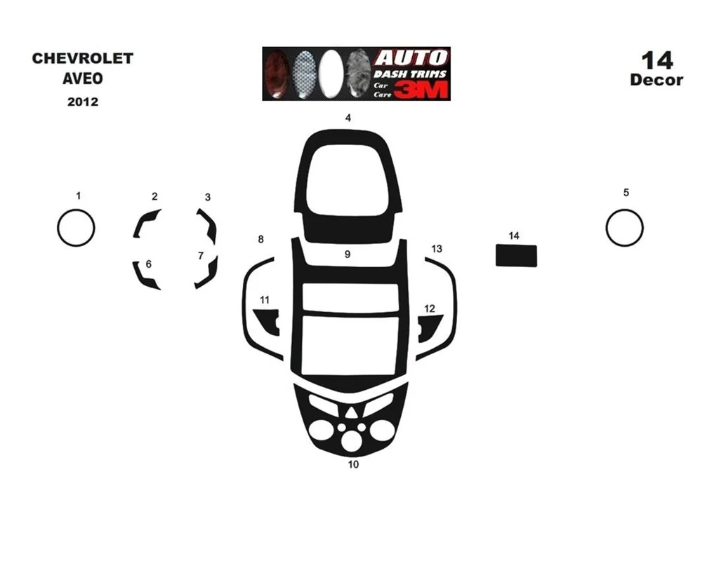 Car accessories Chevrolet Aveo 2012 3D Interior Dashboard Trim Kit Dash Trim Dekor 14-Parts