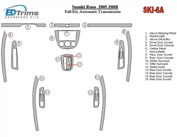 Car accessories Suzuki Reno 2005-UP Full Set, Automatic Gear Interior BD Dash Trim Kit