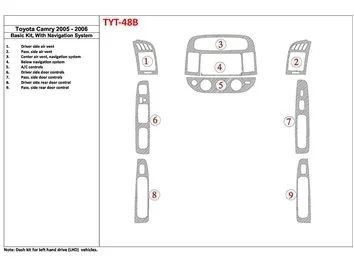 Toyota Camry 2005-2006 Basic Set, Met NAVI-systeem, Zonder OEM Interieur BD Dash Trim Kit - 1