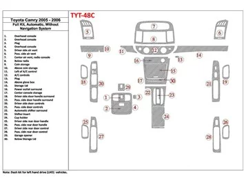 Ensemble complet Toyota Camry 2005-2006, vitesse automatique, sans système NAVI, sans kit de garniture de tableau de bord BD int