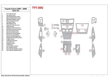 Toyota Camry 2007-2010 Kit de garniture de tableau de bord intérieur BD de base - 1