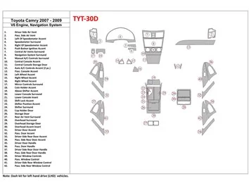 Toyota Camry 2007-2010 Volledige Set, 6 Cyl Met NAVI Interieur BD Dash Trim Kit - 1