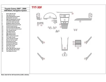 Toyota Camry 2007-2010 Volledige set, met OEM Wood Kit, met NAVI Interior BD Dash Trim Kit - 1