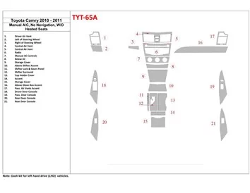 Toyota Camry 2010-2011 climatisation manuelle, Sans NAVI Interior BD Dash Trim Kit - 1