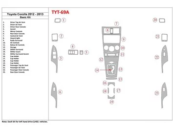 Toyota Corolla 2012-2013 Basic Set Interieur BD Dash Trim Kit - 1