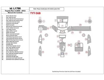 Toyota RAV-4 2006-UP Handgeschakelde Versnellingsbak A/C Bediening Interieur BD Dash Trim Kit - 1
