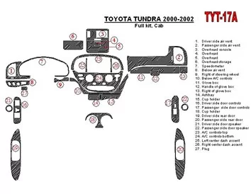 Toyota Tundra 2000-2002 4 portes, ensemble complet, ensemble de 27 pièces Kit de garniture de tableau de bord intérieur BD - 1