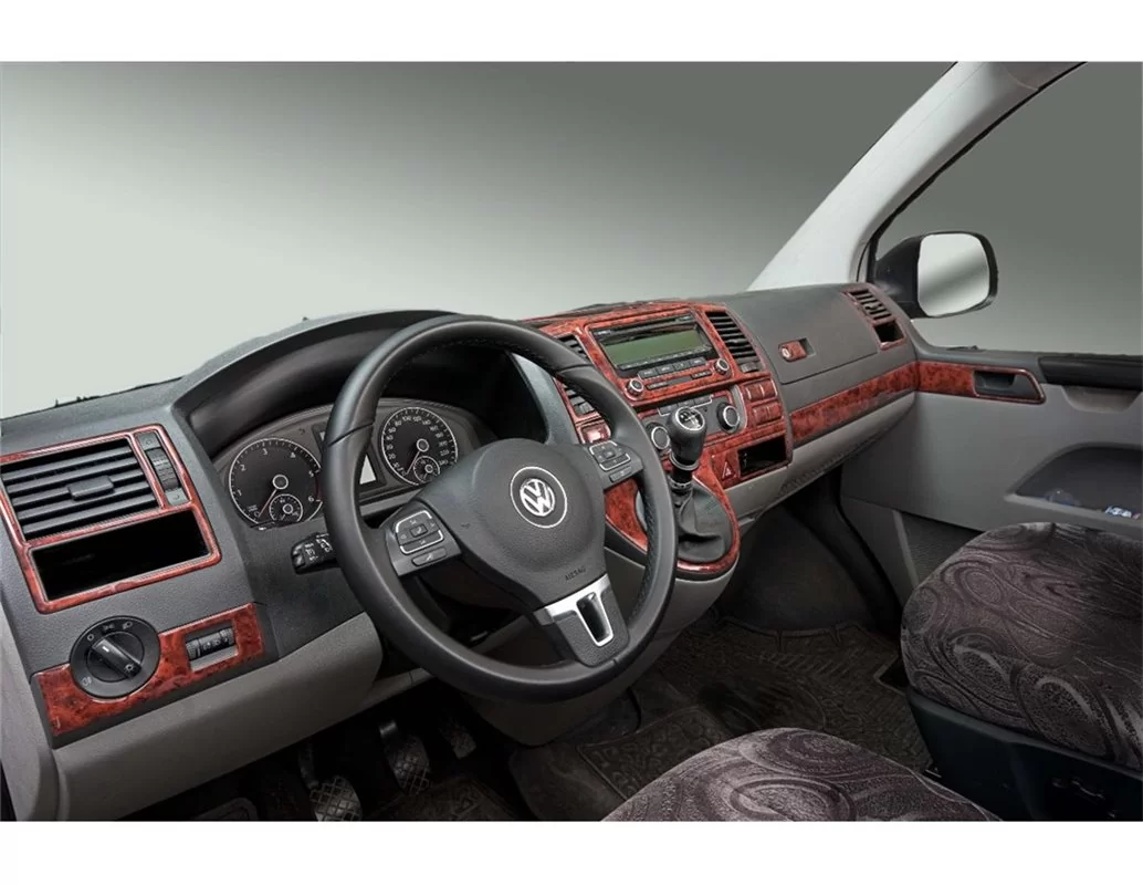 Volkswagen Carevelle T6 09.2009 Kit de décoration intérieure 3D pour tableau de bord Dash Trim Dekor 37-Parts - 1