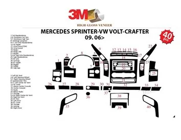Volkswagen Crafter 04.2006 3D Interior Dashboard Trim Kit Dash Trim Dekor 40-Parts