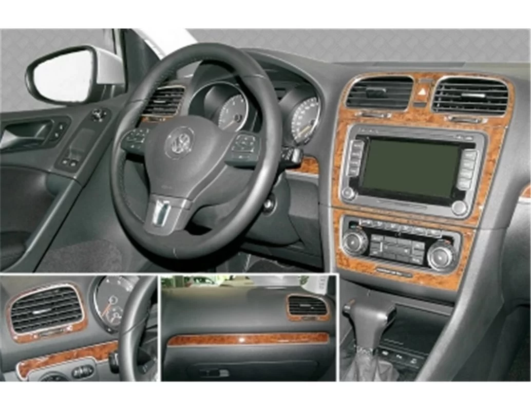 Volkswagen Golf VI 09.2008 Kit de garniture de tableau de bord intérieur 3D Dash Trim Dekor 15-Parts - 1