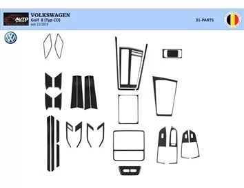Volkswagen Golf VIII CD 2019 up Inleg dashboard Interieurset aansluitend en pasgemaakt op he 31-Parts - 1