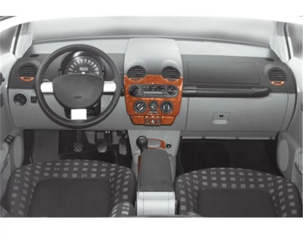 Volkswagen New Beettle 03.98-04.02 Kit de garniture de tableau de bord intérieur 3D Dash Trim Dekor 11-Parts - 1