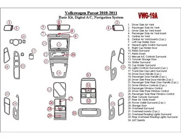 Kit de base Volkswagen Passat 2010-UP, climatisation automatique, système de navigation Kit de garnitures de tableau de bord BD 