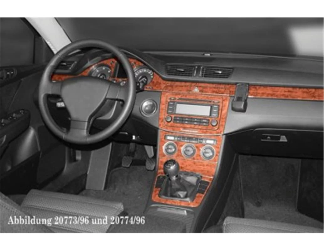 Volkswagen Passat B6 Tacho 02.05 09.10 Kit de garniture de tableau de bord intérieur 3D Dash Trim Dekor 3-Parts - 1