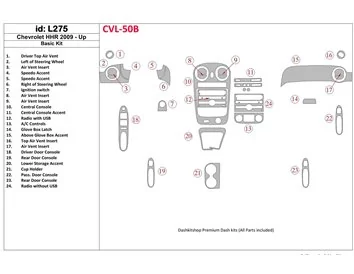Car accessories Chevrolet HHR 2009-UP Basic Set Interior BD Dash Trim Kit