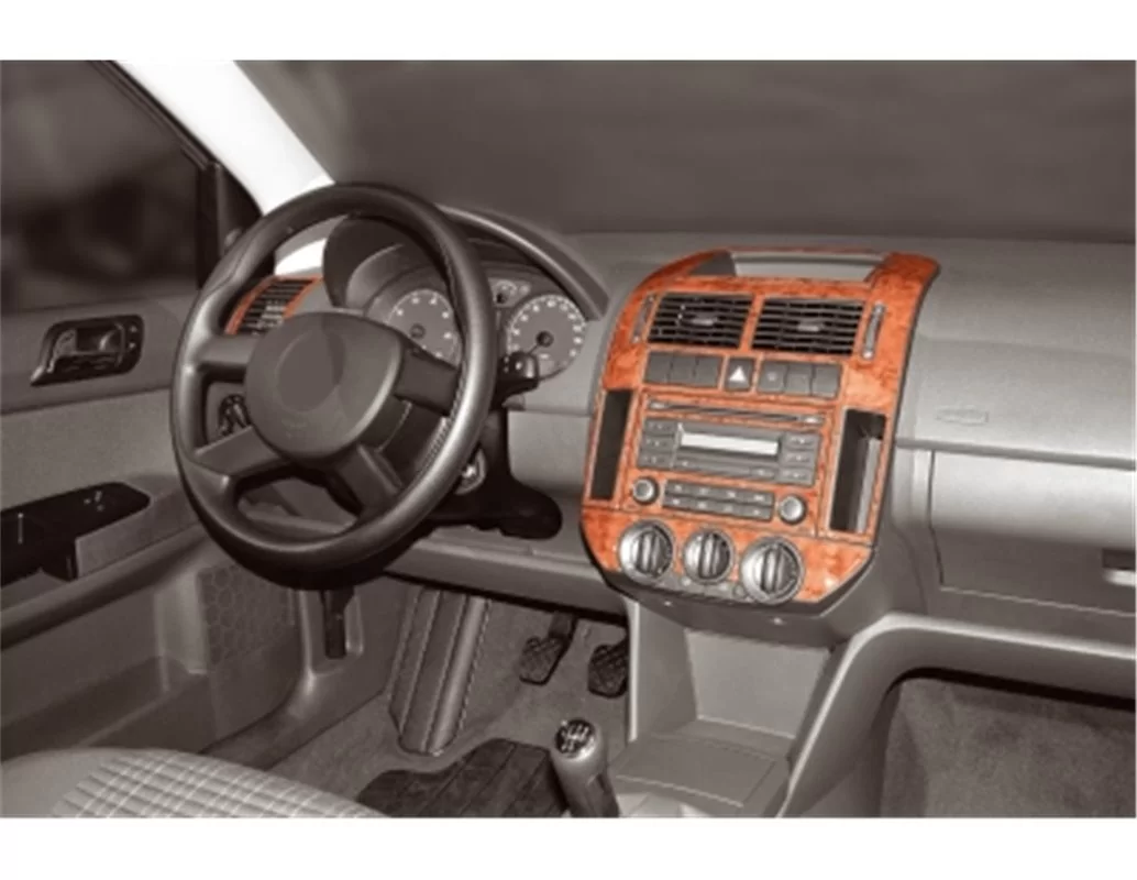 Volkswagen Polo 9N3 03.05-08.09 Kit de décoration intérieure 3D pour tableau de bord Dash Trim Dekor 15-Parts - 1