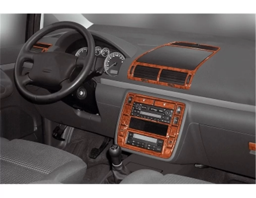 Volkswagen Sharan 04.00-12.09 Kit de garniture de tableau de bord intérieur 3D Dash Trim Dekor 24-Parts - 1
