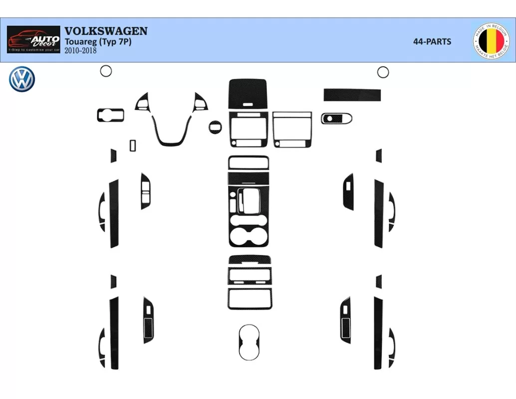 Volkswagen Touareg 2011-2017 Kit de garniture de tableau de bord intérieur 3D Dash Trim Dekor 35-Parts - 1
