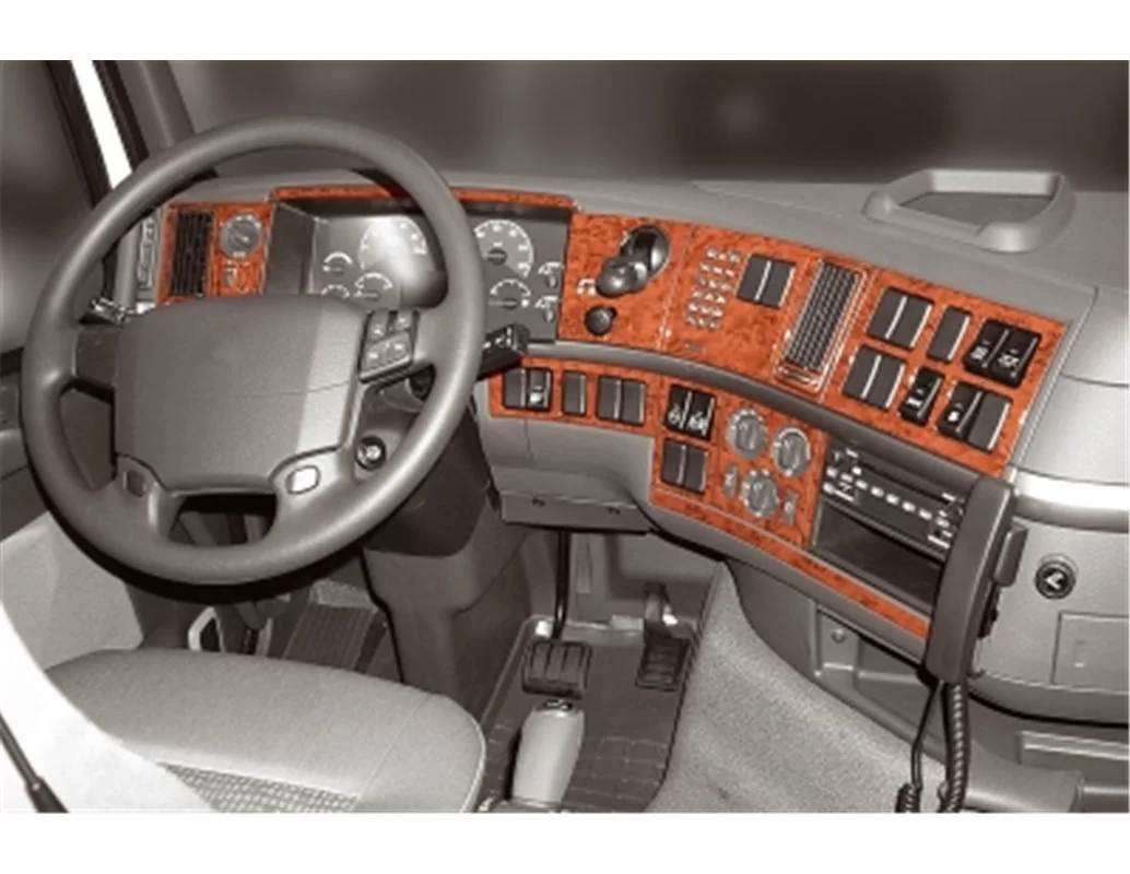 Volvo FH12 FH16 FM Vers 04.02-12.12 Kit de garniture de tableau de bord intérieur 3D Dash Trim Dekor 23-Parts - 1