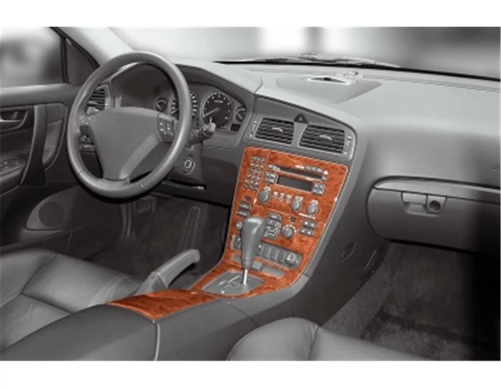 Volvo S 60 08.00-04.05 Kit de garniture de tableau de bord intérieur 3D Dash Trim Dekor 10-Parts - 1