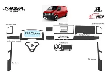 Volkswagen Transporter T6 2016 3D Interior Dashboard Trim Kit Dash Trim Dekor 20-Parts