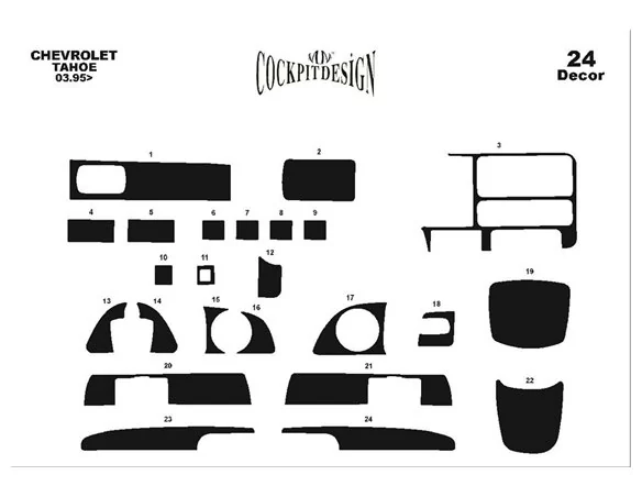 Chevrolet Tahoe 03.95-09.99 3D Interior Dashboard Trim Kit Dash Trim Dekor 24-Parts