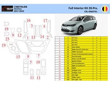 Chrysler Pacifica 2017-2023 Intérieur WHZ Kit de garniture de tableau de bord 18 pièces - 1