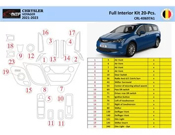 Car accessories Chrysler Voyager 2021 Interior WHZ Dashboard trim kit 18 Parts