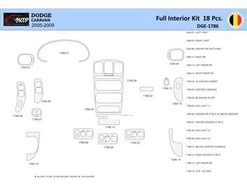 Car accessories Dodge Caravan 2005-2007 Interior WHZ Dashboard trim kit 18 Parts
