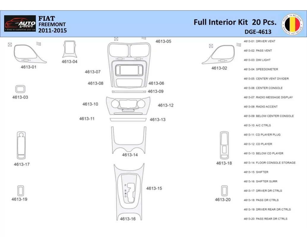 Fiat Freemont 2011-2015 Interieur WHZ Dashboard sierset 20 delig - 1