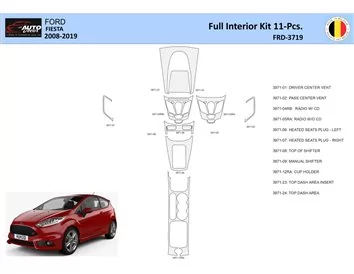 Ford Fiesta 2008-2017 Intérieur WHZ Kit de garniture de tableau de bord 28 pièces - 1