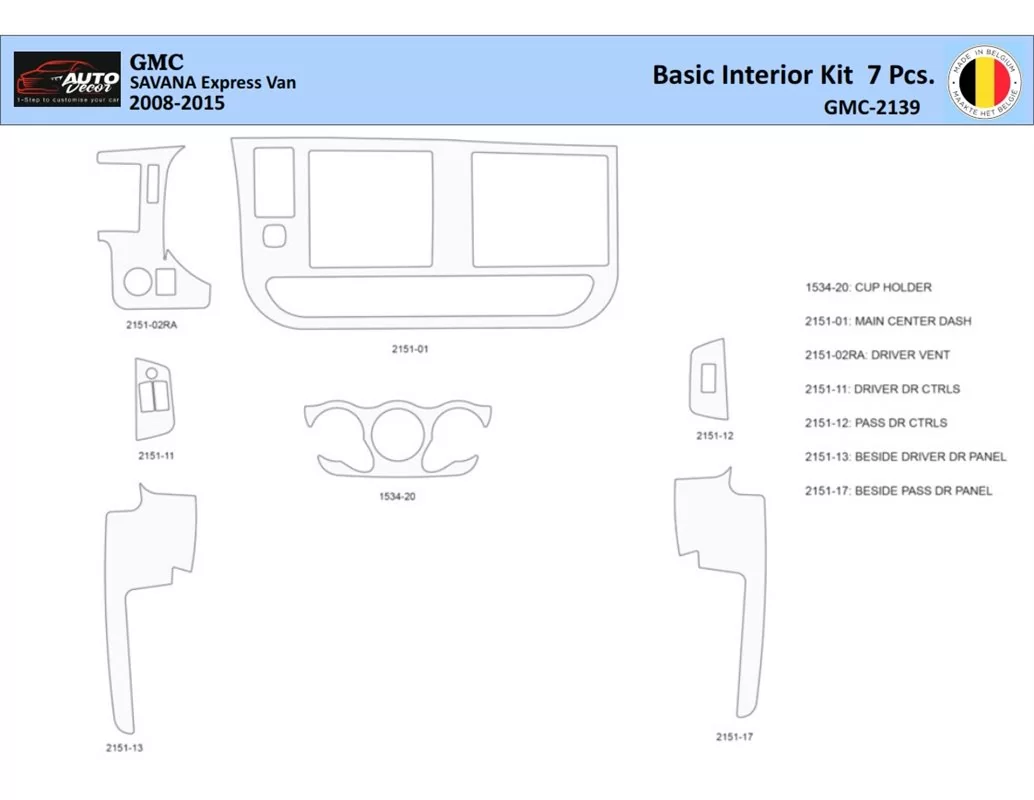 GMC Savana 2008-2020 Interieur WHZ Dashboard trim kit 7 delig - 1