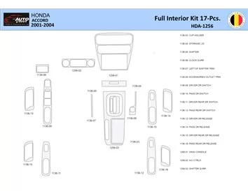 Honda Accord 2001-2004 Intérieur WHZ Kit de garniture de tableau de bord 17 pièces - 1