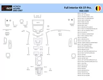 Honda Accord 2003-2007 Intérieur WHZ Kit de garniture de tableau de bord 37 pièces - 3