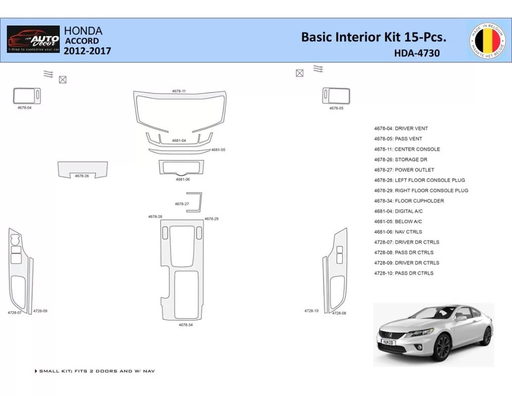 Honda Accord 2014-2022 Interieur WHZ Dashboard trim kit 15 delig - 1