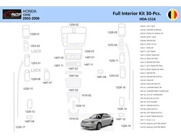 Car accessories Honda Civic 2002-2005 Interior WHZ Dashboard trim kit 30 Parts