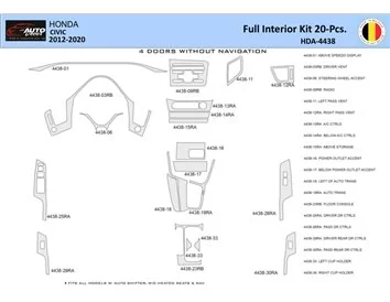 Honda Civic X 2012-2015 Intérieur WHZ Kit de garniture de tableau de bord 20 pièces - 1