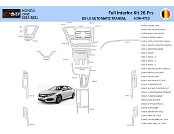 Car accessories Honda Civic XI 2015-2021 Interior WHZ Dashboard trim kit 26 Parts