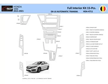 Honda Civic XI 2015-2021 Intérieur WHZ Kit de garniture de tableau de bord 15 pièces - 1