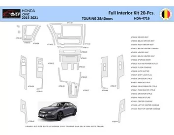 Honda Civic XI 2015-2021 Interieur WHZ Dashboard trim kit 20 delig - 1