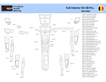 Hyundai Accent 2012-2017 Intérieur WHZ Kit de garniture de tableau de bord 17 pièces - 1