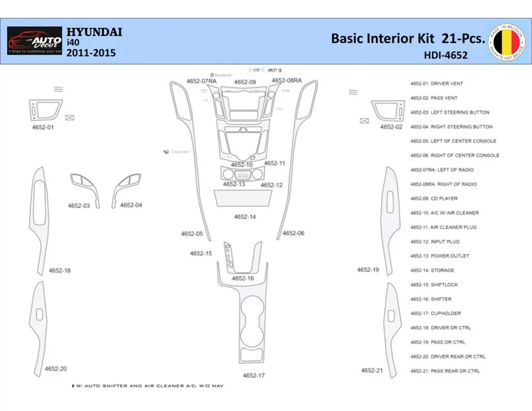 Hyundai i40 2011-2015 Interieur WHZ Dashboard trim kit 21 Delig - 1