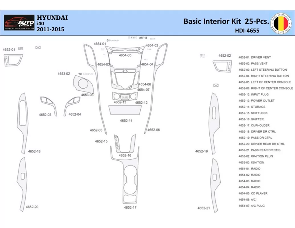 Hyundai i40 2011-2015 Interieur WHZ Dashboard sierset 25 delig - 1