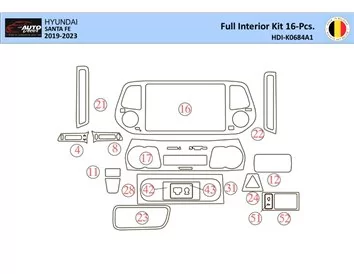 Hyundai Santa Fe 2019-2022 Intérieur WHZ Kit de garniture de tableau de bord 21 pièces - 1