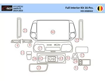 Hyundai Santa Fe 2019-2022 Intérieur WHZ Kit de garniture de tableau de bord 31 pièces - 1