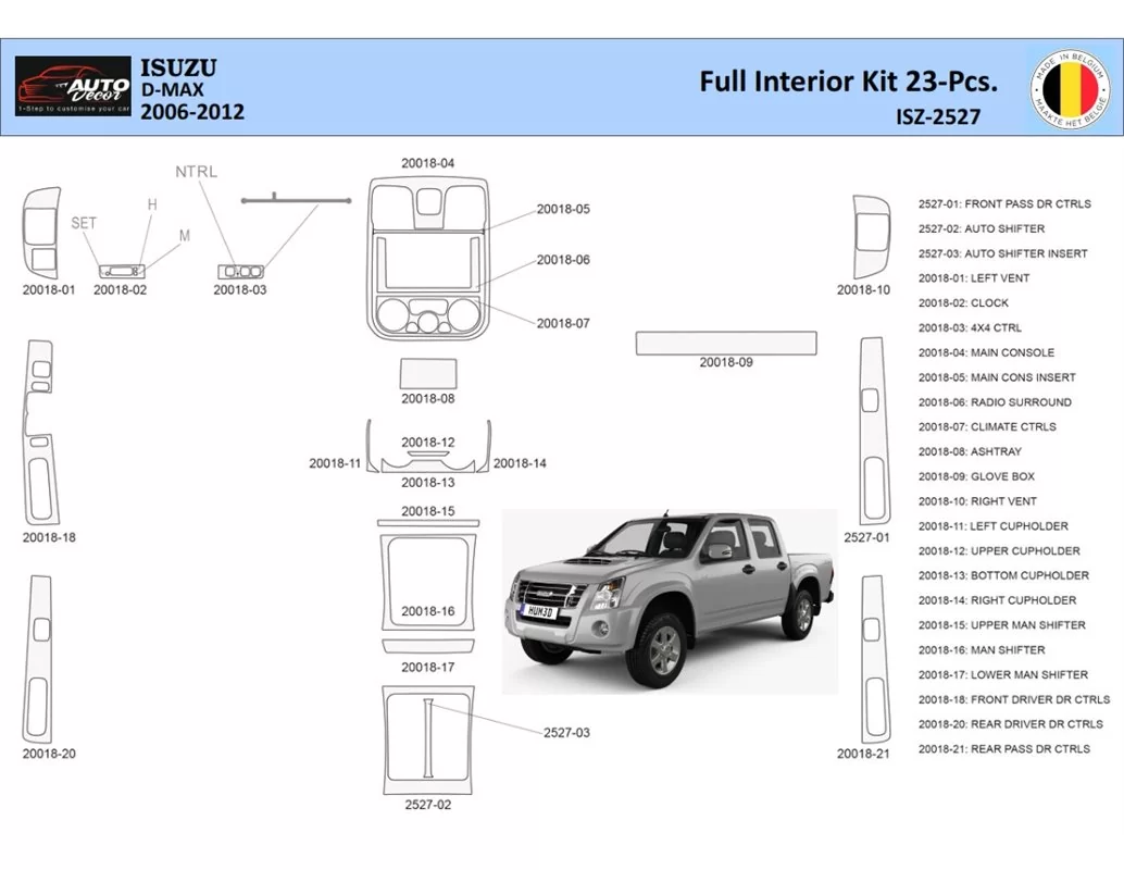 Isuzu D-Max Interieur WHZ Dashboard trim kit 23 delig - 1