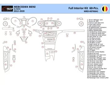 Mercedes SL R231 2012 Intérieur WHZ Kit habillage tableau de bord 60 Pièces