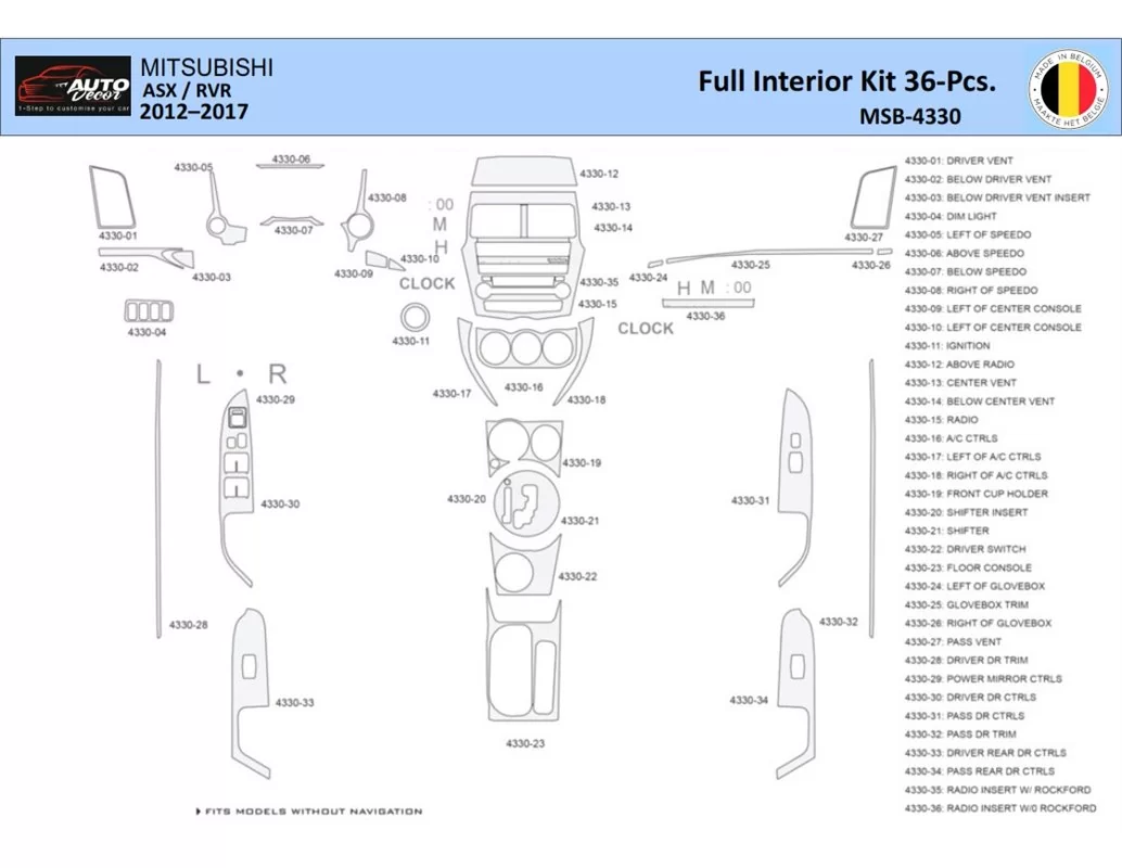 Mitsubishi ASX 2011 Intérieur WHZ Kit garniture tableau de bord 36 Pièces - 1