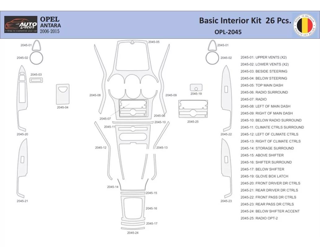 Opel Antara 2006-2015 Interieur WHZ Dashboard sierset 26 delig - 1